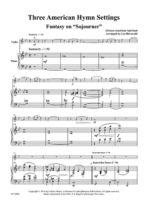 Three American Hymn Settings for Violin and Piano