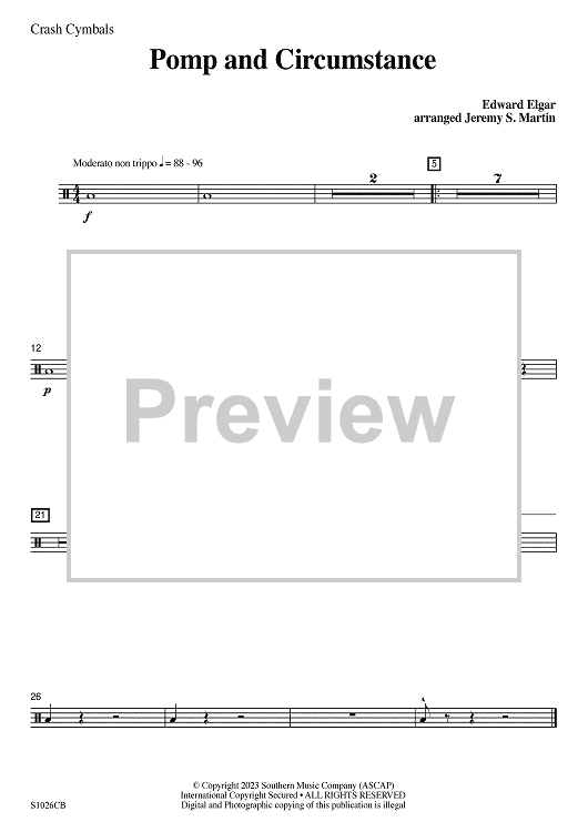 Pomp and Circumstance (easy) - Crash Cymbals