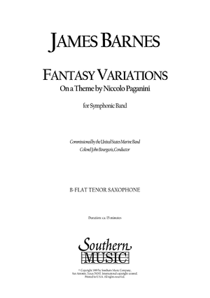 Fantasy Variations on a Theme of Paganini - Bb Tenor Sax