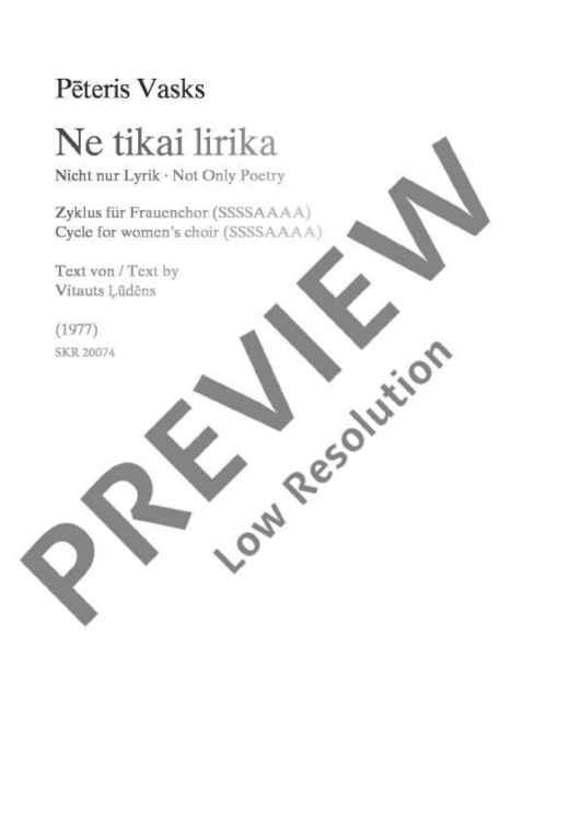 Ne tikai lirika - Choral Score