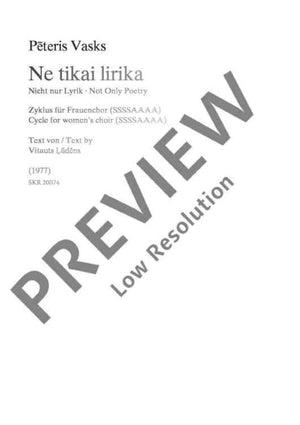 Ne tikai lirika - Choral Score