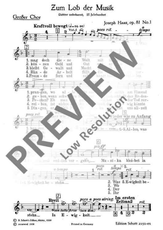 Zum Lob der Musik - Choral Score