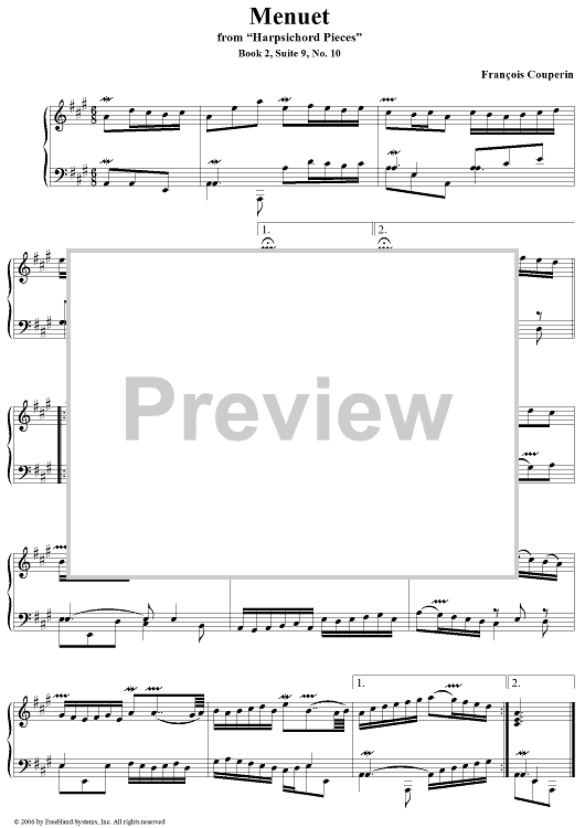 Menuet, Suite 9, No. 10 from Pieces de Clavecin II