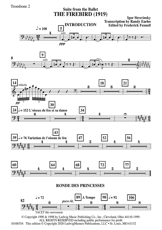 The Firebird Suite for Symphonic Band - Trombone 2