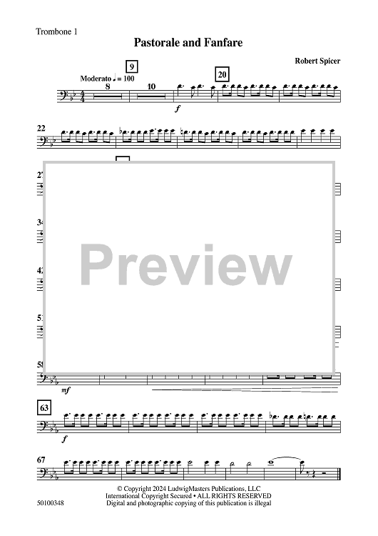 Pastorale and Fanfare - Trombone 1