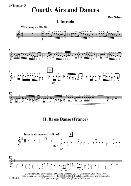 Courtly Airs and Dances - Bb Trumpet 3