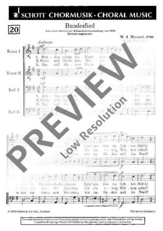 Bundeslied - Choral Score