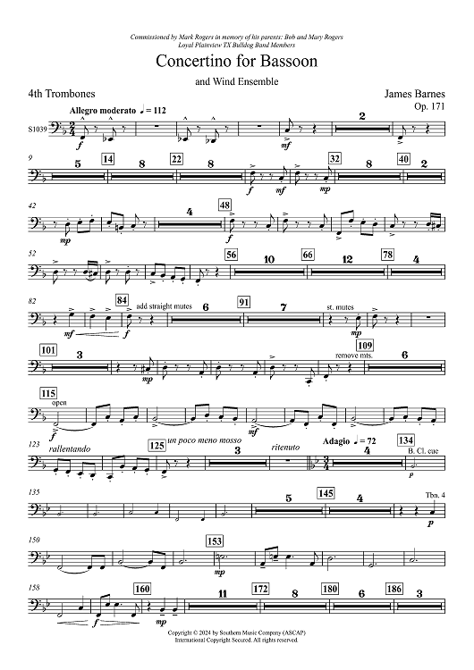 Concertino for Bassoon and Wind Ensemble - Trombone 4