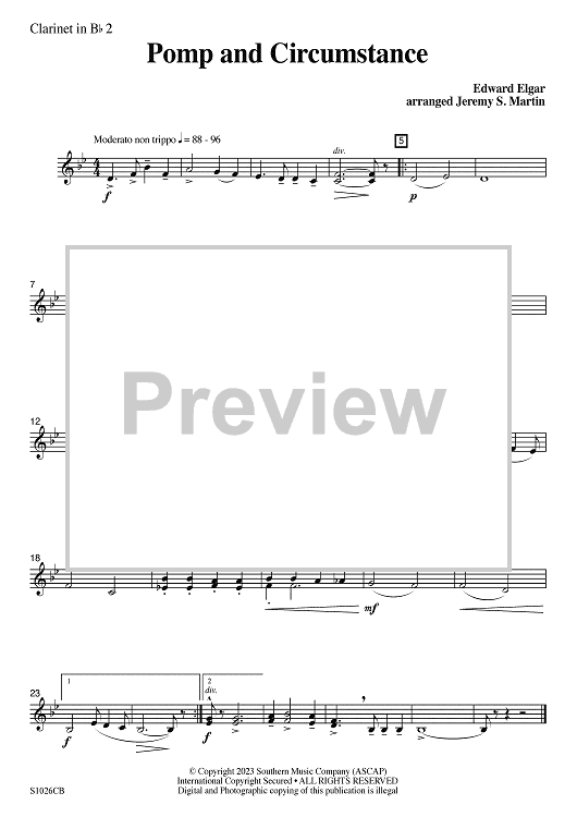 Pomp and Circumstance (easy) - Bb Clarinet 2