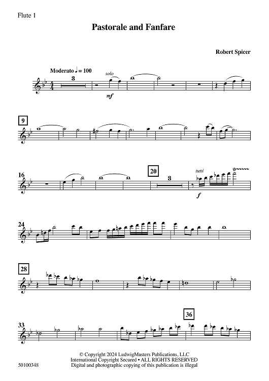 Pastorale and Fanfare - Flute 1