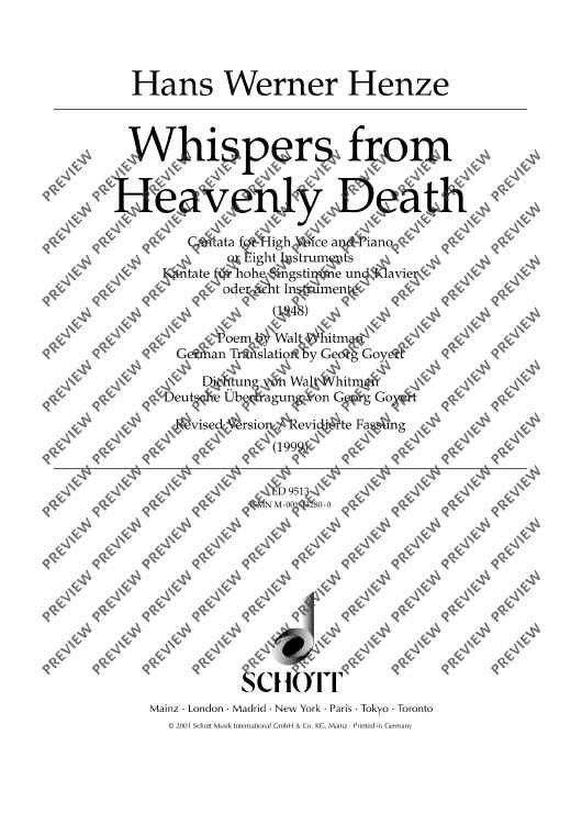 Whispers from Heavenly Death - Score