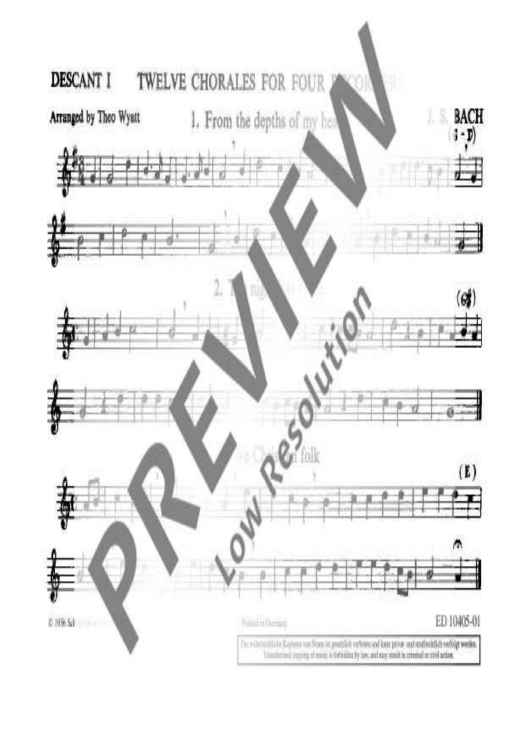 12 Chorales - Descant Recorder I