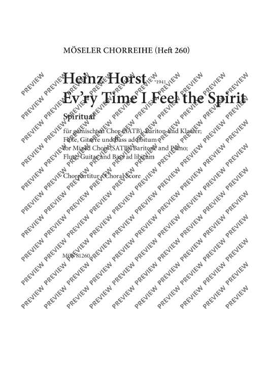 Ev’ry time I feel the Spirit - Choral Score