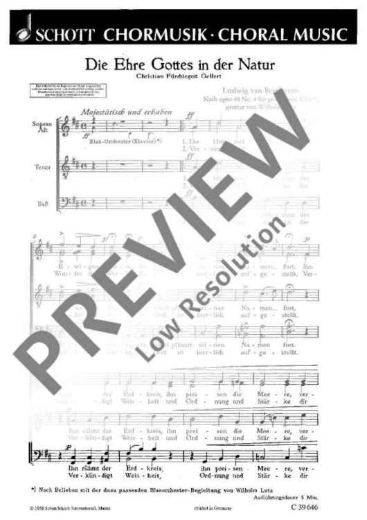 Die Ehre Gottes in der Natur in D major - Choral Score