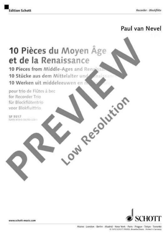 10 Pièces du Moyen Âge et de la Renaissance - Performing Score