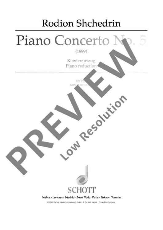 Piano Concerto No. 5 - Piano Reduction