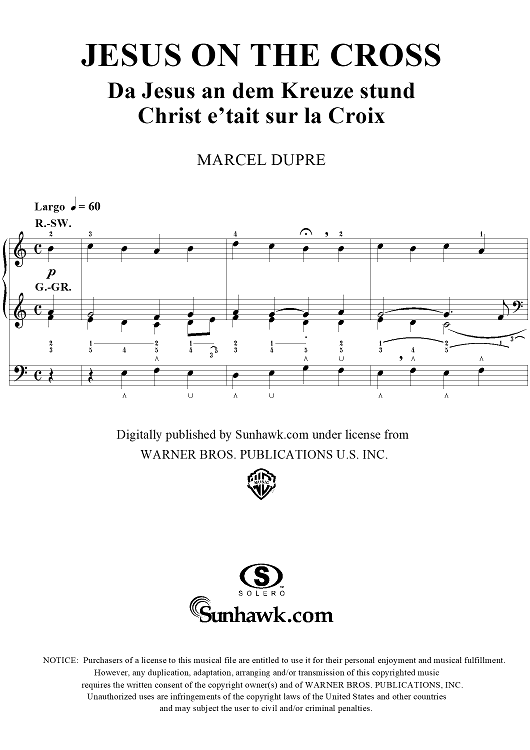 Jesus on the Cross, from "Seventy-Nine Chorales", Op. 28, No. 16