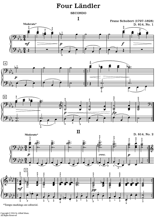 Four Ländler, D. 814, Nos. 1--4