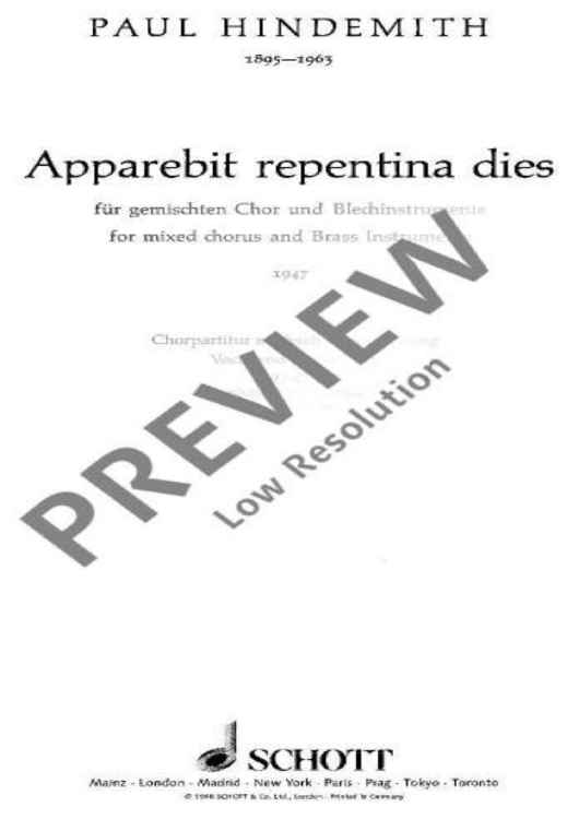 Apparebit repentina dies - Choral Score