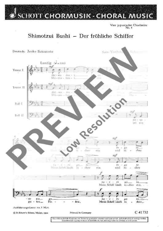 Vier japanische Chorlieder - Choral Score