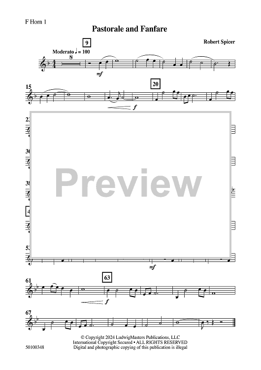 Pastorale and Fanfare - F Horn 1