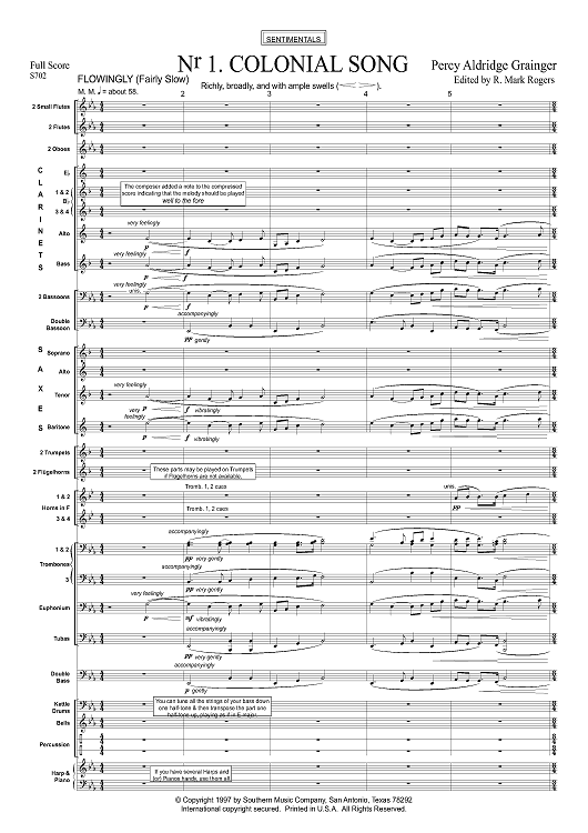 Colonial Song - Full Score