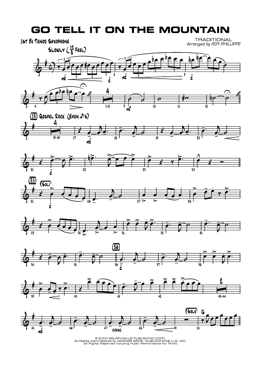 Go Tell It On the Mountain - B-flat Tenor Saxophone 1