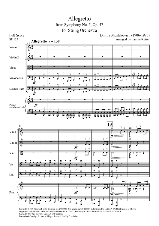 Allegretto: from Symphony No. 5, Mvt. 2 - Full Score