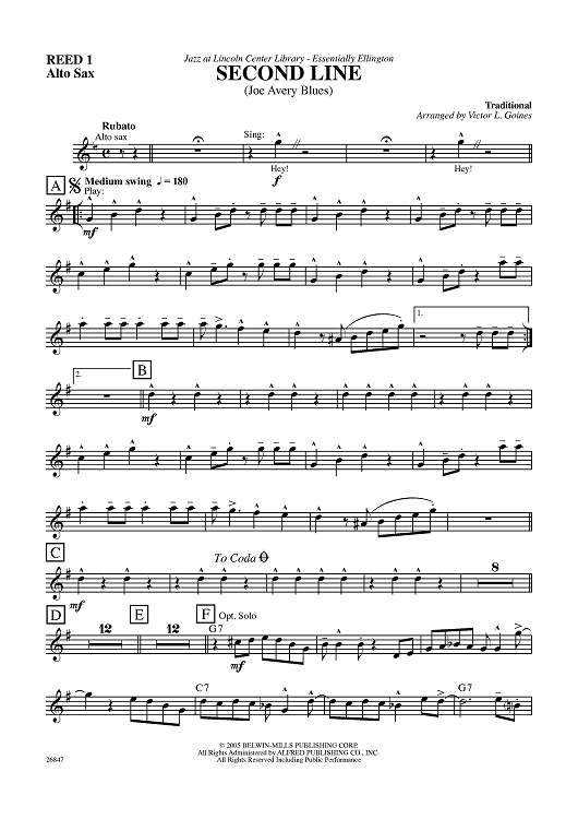 Second Line (Joe Avery Blues) - Alto Sax 1