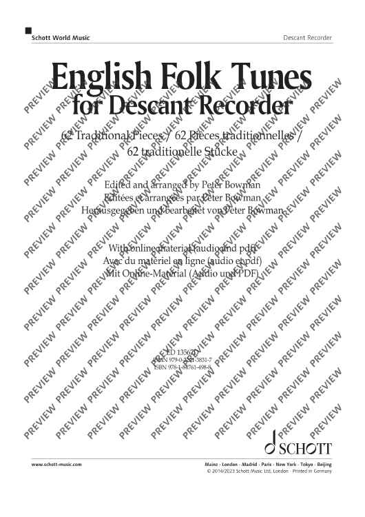 English Folk Tunes for Recorder