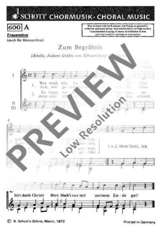 Zum Begräbnis - Choral Score