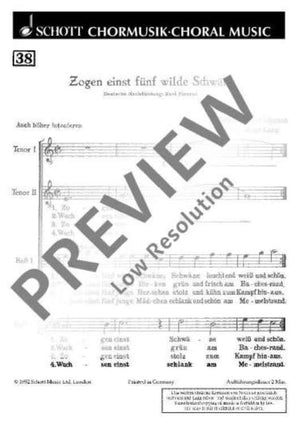 Zogen einst fünf wilde Schwäne - Choral Score