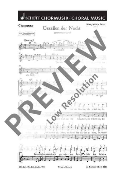 Sonne, Mond und Sterne - Choral Score