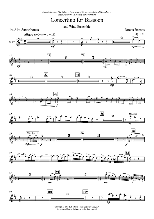 Concertino for Bassoon and Wind Ensemble - Eb Alto Sax 1