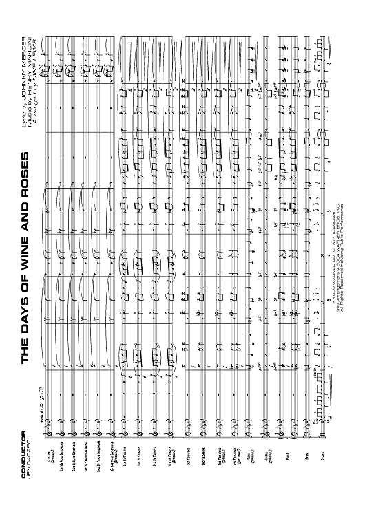 Days of Wine and Roses - Score