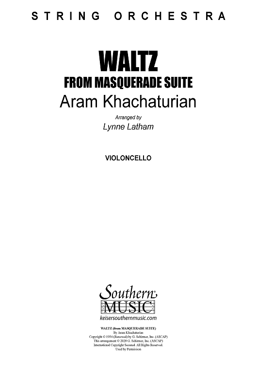 Waltz from Masquerade Suite (intermediate arrangement) - Cello