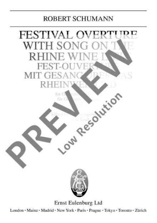 Festival Overture with Song on the Rhine Wine Lied - Full Score