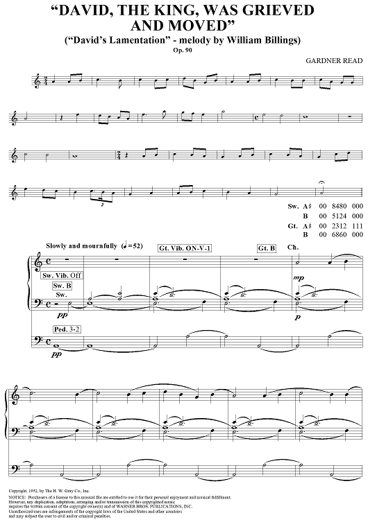 David, the King, Was Grieved and Moved (David's Lamentation), Op. 90