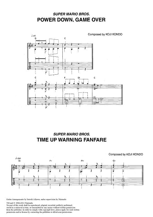 Super Mario Bros.: Power Down, Game Over / Time Up Warning Fanfare / Course Clear Fanfare / World Clear Fanfare