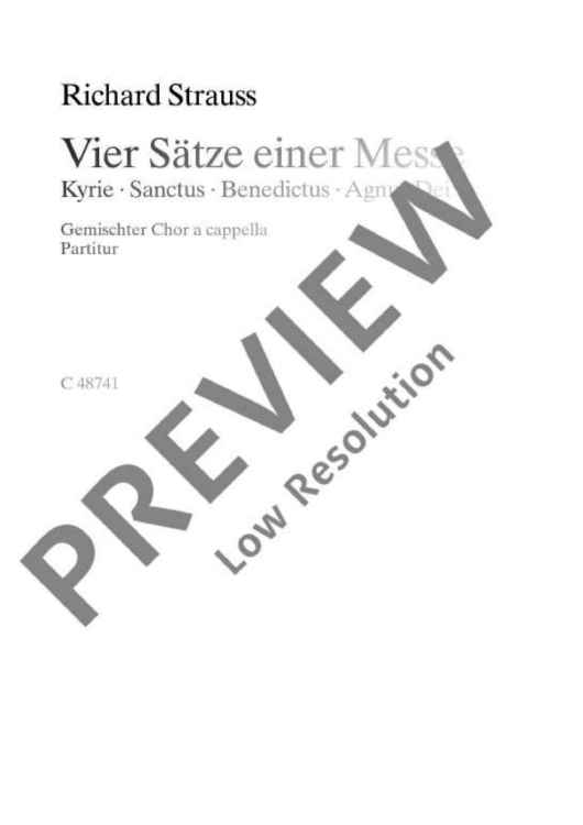 Vier Sätze einer Messe in D major - Choral Score