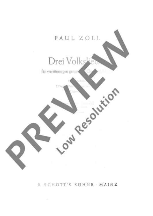 Drei Volkslieder - Piano Score