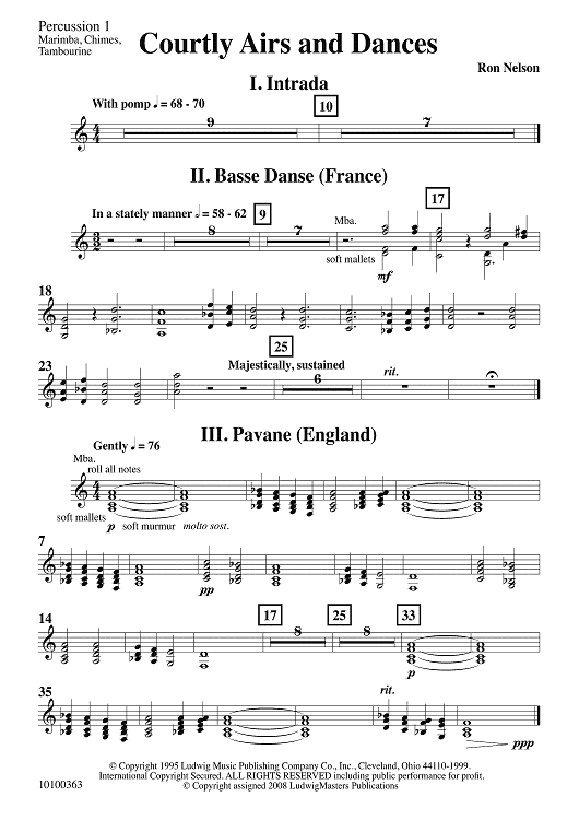 Courtly Airs and Dances - Percussion 1