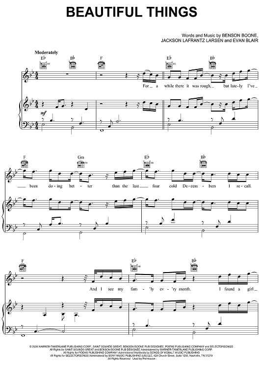 Partitura de Benson Boone per a pianoPartitura de Benson Boone per a piano  