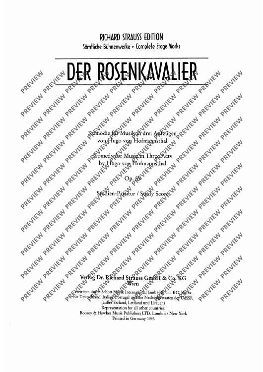 Der Rosenkavalier - Full Score