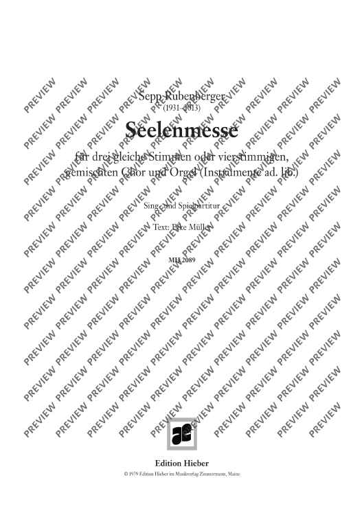 Seelenmesse - Vocal And Performing Score