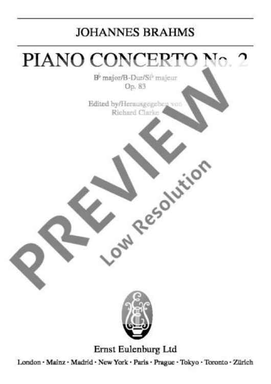 Piano Concerto No. 2 in B flat major - Full Score