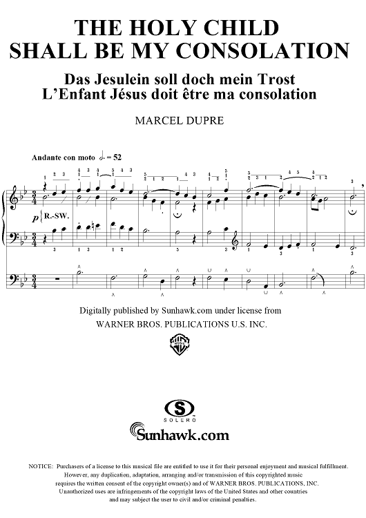 The Holy Child Shall Be My Consolation, from "Seventy-Nine Chorales", Op. 28, No. 18