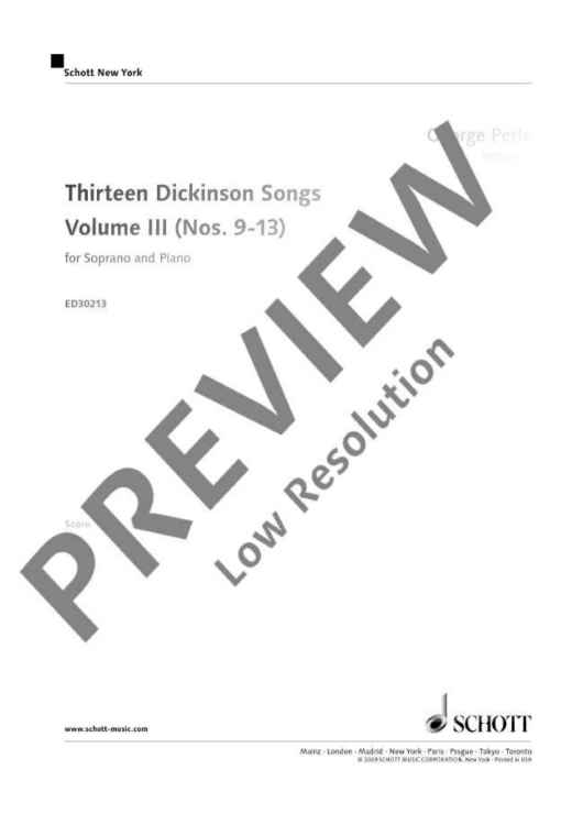Thirteen Dickinson Songs (Nos. 9-13) - Score