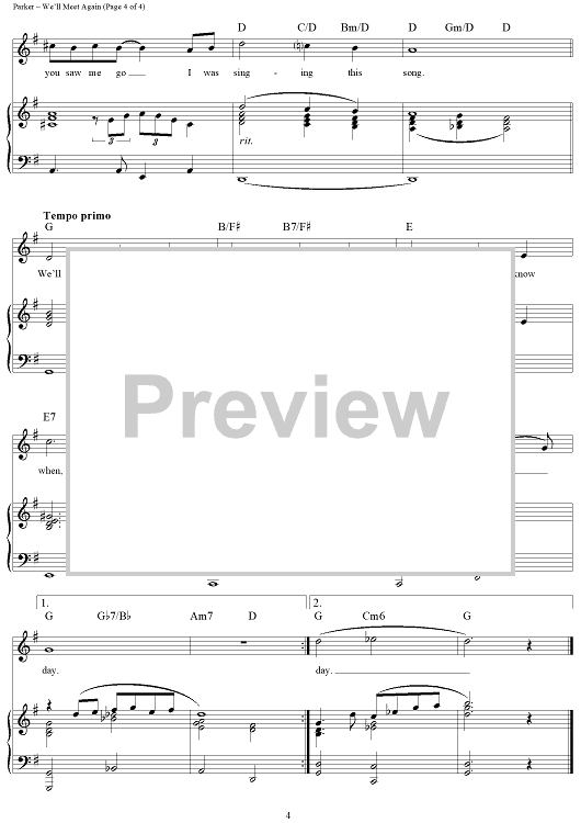 Well Meet Again Sheet Music By Vera Lynn For Pianovocalchords Sheet Music Now 1605