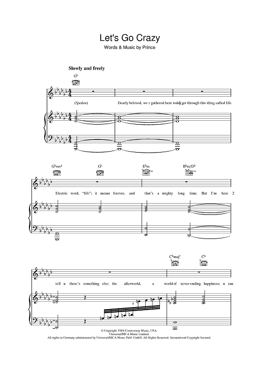 Let's Go Crazy by Prince - Guitar Chords/Lyrics - Guitar Instructor